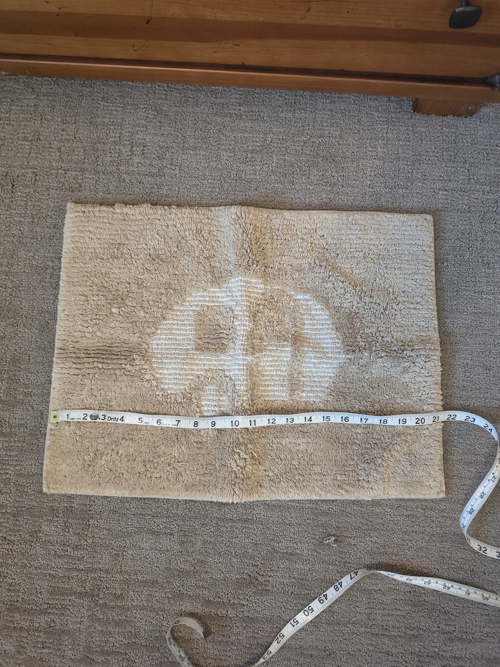 Beige Plush Bath Mat with Subtle Camper Pattern Perfect For Campers